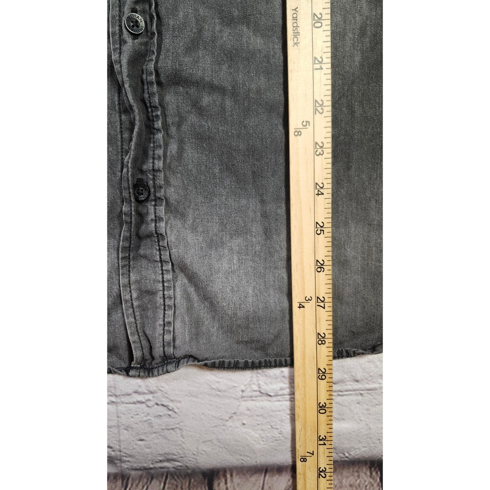 Indian Motorcycle Mens Gray Acid Wash Denim Button Down Shirt Large Graphic M - Picture 10 of 11